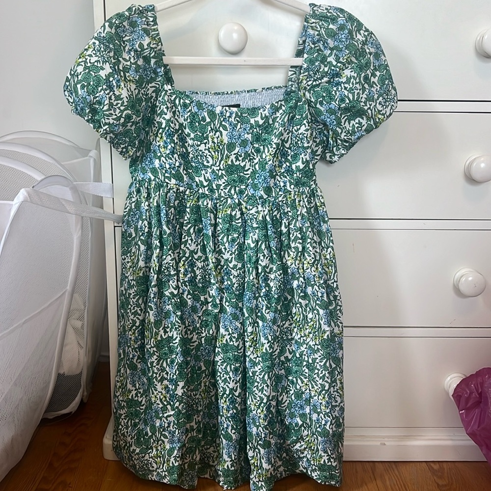 J crew. NEW WITH TAGS. Summer garden mini dress. Blue and green. Size 4.